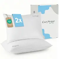 CozySense Oreiller - Lot de 2 - 50x70 CM - Oreiller de sommeil de qualité supérieure - Enveloppe 100% coton - Oreiller - Oreiller de soutien pour les dormeurs sur le côté, le ventre et le dos