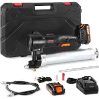 Vevor Pistolet à Graisse Sans Fil 20 V Pistolet à Graisse Électrique 82,74 MPa Kit Pistolet Graisseur Professionnel Alimenté par Batterie Débit Huile 125 g/min Tuyau 990 mm avec Mallette de Transport