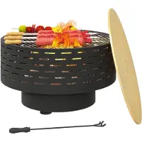 Outsunny , foyer 3-en-1, diamètre 60 cm x 39 cm, avec grille de cuisson en acier inoxydable