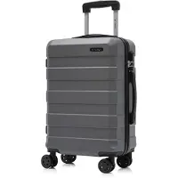 YONSLY Valise à roulettes Valise de voyage Valise à roulettes Bagage à main, avec 4 roulettes 360°, valise rigide, serrure à combinaison, poignée souple en caoutchouc (L, gris)