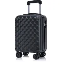 YONSLY Valise à roulettes, valise de voyage, valise cabine à 4 roulettes pivotantes à 360°, valise à coque rigide, serrure à combinaison, poignée souple en caoutchouc (S, noir)