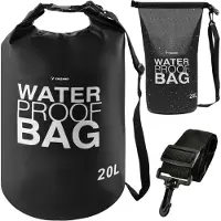 Trizand Sac marin pour kayak SUP canoë rafting bateau pêche bandoulière étanche Dry bag 10/ 20/ 30 litres noir 23565, taille:20 L