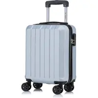 YONSLY Valise à roulettes Valise de voyage Valise, valise à roulettes Bagage à main, avec 4 roulettes 360°, valise rigide, serrure à combinaison, poignée souple en caoutchouc (S, argent)