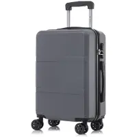 YONSLY Valise à roulettes Valise de voyage Valise, valise à roulettes Bagage à main, avec 4 roulettes 360°, valise rigide, serrure à combinaison, poignée souple en caoutchouc (L, gris)