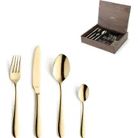 Amefa Oxford 1860ZUMDF3C40 Gold, set de couverts 24 pièces avec coffret en bois