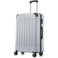 YONSLY Valise de voyage haut de gamme , serrure TSA, fermeture éclair YKK, valise rigide à roulettes, valise cabine, valise à roulettes, bagage à main (argent, L)