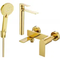 Mexen Zero SET mélangeur lavabo + bain avec accessoires R40, or (71113R40-50)