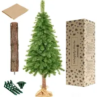 Springos Arbre de Noël artificiel pin tronc naturel sac en jute 220 cm