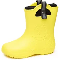 Ladeheid Kinder Federlegte Gummistiefel Thermo Fütterung Mädchen Jungen Rutschprofs Kinder Regensschuhe LA-CA-Frog245 (Jaune, 22/23 EU)