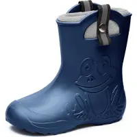 Ladeheid Kinder Federlegte Gummistiefel Thermo Fütterung Mädchen Jungen Rutschprofs Kinder Regensschuhe LA-CA-Frog245 (Jaune, 32/33 EU)