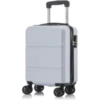 YONSLY Valise à roulettes Valise de voyage Valise à roulettes Bagage à main, avec 4 roulettes 360°, valise rigide, serrure à combinaison, poignée souple en caoutchouc (S, argent)