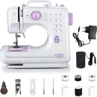 AjieQaQ Machine à coudre portable, 12 points de couture 2 vitesses machine à coudre lourde, électrique main quilting broderie surjeteuse rapide ménage