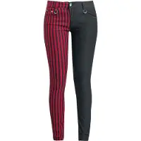 Banned Pantalon en toile Gothic de - Pantalon Punk - W26L32 - W34L34 - pour Femme - noir/rouge - Taille W28L32