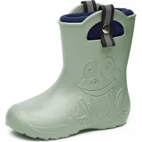 Ladeheid Kinder Federleichte Gummistiefel Thermo Fütterung Mädchen Jungen Rutschprofs Kinder Regensschuhe LA-CA-Frog245 (Jaune, 30/31 EU)