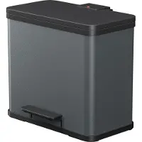 Hailo Öko duo Plus L, Tret-Mülleimer, 17+9 ltr, Dunkelgrau, matt, Poubelle, Gris