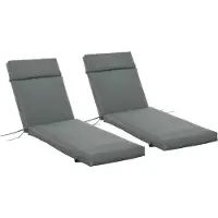 Aosom Lot De 2 Matelas Pour Bain De Soleil Transat - Cordons Et Velcros D'attache - Dim. 196l X 55l Cm ?P. 8 Cm - Polyester D?Perlant Gris