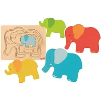 Goki Puzzle superposé Eléphants, +2 ans,
