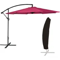 Happy Garden Parasol Déporté Oahu Rond 3m De Diamètre Fuchsia + Housse