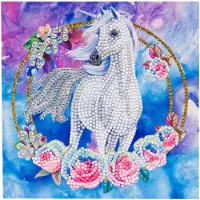 Brandunit Carte à diamanter - Licorne et fleurs - 18 x 18 cm