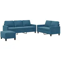 vidaXL Ensemble de canapés 3 pièces avec coussins bleu velours