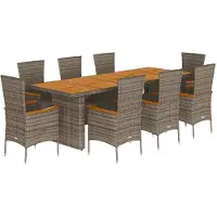 vidaXL Salon de jardin 9 pièces avec coussins Gris Poly Rattan