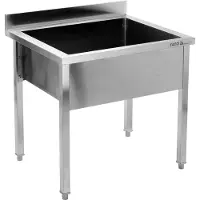 TRIZERATOP Table de travail avec évier 100 x 70 cm, en acier inoxydable