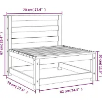 vidaXL Canapés de jardin sans accoudoirs 2 pcs. 70x70x67 cm pin massif