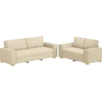 vidaXL Ensemble de canapés 2 pièces avec coussins Crème Tissu