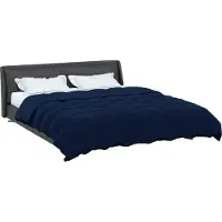 vidaXL Couverture d'été rembourrée bleu foncé 200 x 200 cm microfibre