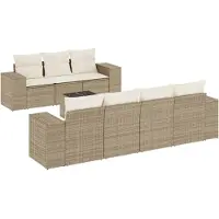 vidaXL Ensemble de jardin canapé 8 pièces avec coussins Beige Poly Rattan
