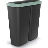 Monzana Double poubelle cuisine 2x25 litres 2 compartiments couvercle bouton corbeille papier bureau déchetstri sélectif recyclage noir-vert