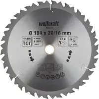 Wolfcraft 1 lame de scie circulaire HM 22 dents ø184x20/16 mm
