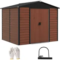 Outsunny Abri de jardin de 4,4 m² avec toit en appentis, porte coulissante et fondations