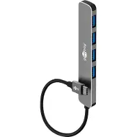 Goobay 79157 Hub USB Advanced Slim 4 ports, USB-C vers USB-A, 5 Gbit/s, gris, 0,1 m - Connecteur USB-C (USB 3.2) > 4x USB-A (USB 3.2)