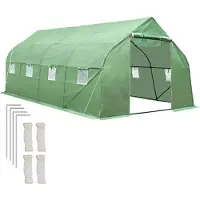 TecTake Serre en film plastique 27 m³, en forme de tente avec 8 fenêtres 600 x 300 x 205 cm