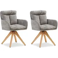 Homestyle4u Chaise de Salle à Manger Lot de 2 Moderne Tissu Lin Gris Design Chaises de Cuisine Chaises pas Cher Fauteuils Rembourrée