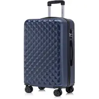 YONSLY Valise à roulettes Valise de voyage Valise, valise à roulettes Bagage à main, avec 4 roulettes 360°, valise rigide, serrure à combinaison, poignée souple en caoutchouc (L, bleu foncé)