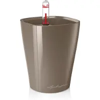 Lechuza Pot De Table Mini-Deltini - Kit Complet, Taupe Brillant Ø 10 X 13 Cm