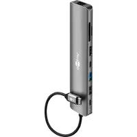 Goobay 79148 Hub USB standard Slim 8 ports avec HDMI et RJ45, 5 Gbit/s, gris, 0,1 m - Connecteur USB-C (USB 3.2) > 1x HDMI, 1x RJ45, 2x USB-C (1x PD 100 W, 1x USB 2.0), 2x USB-A (USB