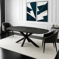 Zita Home Table de salle à manger danoise ovale - 200 cm - noir - bois de manguier