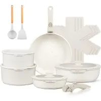 Carl Schmidt Sohn GmbH Batterie de cuisine Carl Schmidt Sohn, 17 pièces, aluminium forgé, 18/20/26 cm, crème