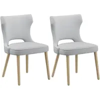 COLAMY Lot de 2 chaises de salle à manger – Chaises rembourrées à dossier haut de style club, pour la salle à manger, la cuisine et le salon, gris clair