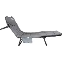 Bass Polska sp. z o.o. BASS Chaise longue pliante/lit de voyage 200×64×30 cm, réglable, gris - BP-BH31005