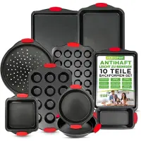 Nutrichef 10-teiliges Backformen Set, Moule à gâteau, Noir