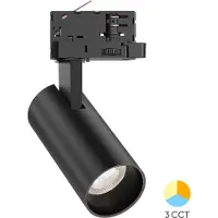 Braytron Projecteur LED triphasé sur rail 15W 3CCT 3000-6000K noir pivotant et inclinable Spot