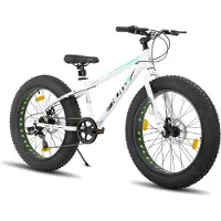 Hiland Vélo pour enfants 24 pouces avec pneus larges 4,0 pouces, dérailleur Shimano 7 vitesses, adapté à la plage et à la neige, VTT pour enfants (garçons et filles), blanc