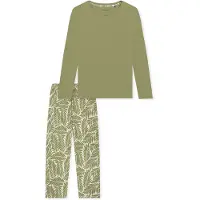 Schiesser Pyjama 'Comfort Essentials' beige / vert / kaki