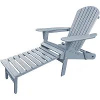 Axi Chaise Alexa Adirondack Grise – Avec repose-pieds - Chaise de détente en bois avec accoudoirs – Pliable - Dossier haut - Chaise de jardin – 147 x 78,5 x 89 cm – 100 % bois d'hémlock certifié FSC