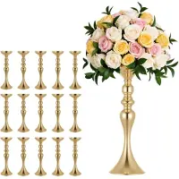 Vevor Vase de Mariage Métal Lot de 16 Vase de Centre de Table Hauteur 38 cm Support pour Compositions Florales