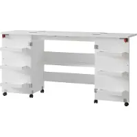 Vicco table de couture Carmen Blanc 160x80.2cm avec 6 étagères, Model 56209